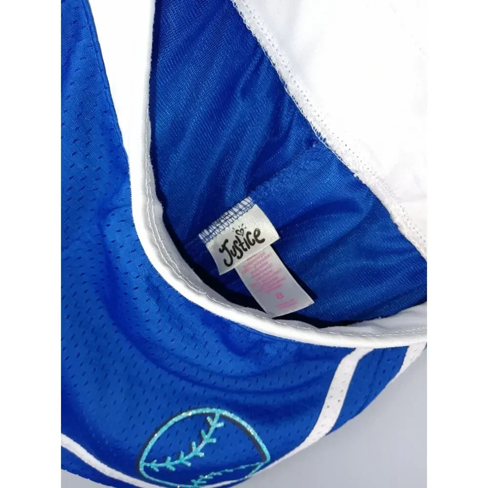 Justice Girls' Blue & White Sequin Softball Tank and Shorts Set